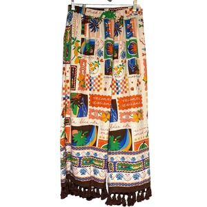 Sugarlips Curve Pants Womens 1X Vacanza Italiana Multicolor Tassel Fringe New